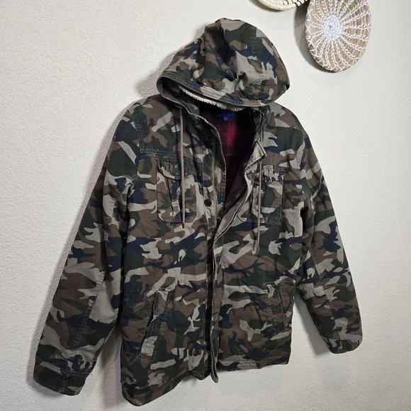 Aeropostale Warm Jacket Mens Camouflage  Size Large Hooded - Picture 2 of 11
